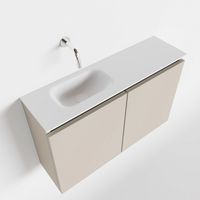 Toiletmeubel Mondiaz Ture | 80 cm | Meubelkleur Linen | Eden wastafel Talc Links | Zonder kraangat