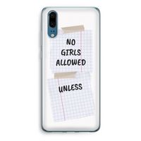 No Girls Allowed Unless: Huawei P20 Transparant Hoesje