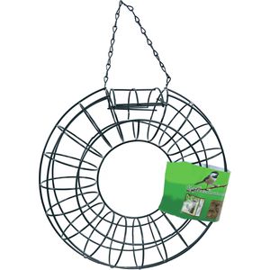 Vogel voedersilo voor vetbollen rond metaal groen 25 cm   -