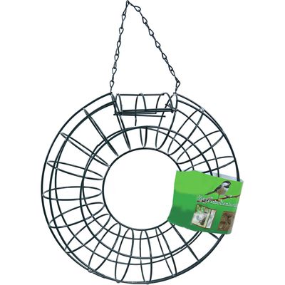 Vogel voedersilo voor vetbollen rond metaal groen 25 cm