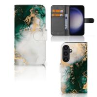 Bookcase voor Samsung Galaxy S24 Marmer Groen | Portemonnee hoesje