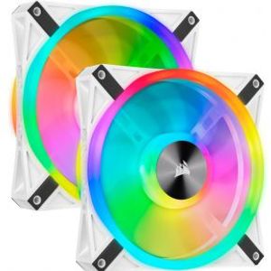 Corsair Casefan iCUE QL140 RGB PWM White Dual Fan Kit with Lighting Node CORE