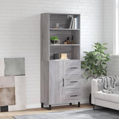 Hoge kast 69,5x34x180 cm bewerkt hout grijs sonoma eikenkleurig