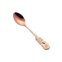 Kleine mini roestvrijstaal Rose Flower koffie lepel Strring lepel theelepel theelepel dessert lepel lange handvat servies (Rose goud)
