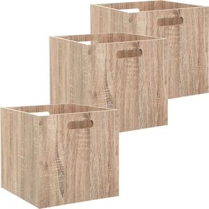 Houten kistje/Opbergmand - 3x - naturel - hout - 31 x 31 x 31 cm - 29 liter - inklapbaar