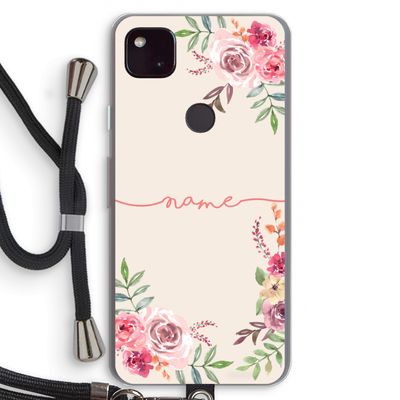 Rozen: Pixel 4a 5G Transparant Hoesje met koord
