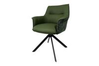 Draaistoel LE GRAND draaibaar 180° met armleuningen structuurstof en leer groen - 46991