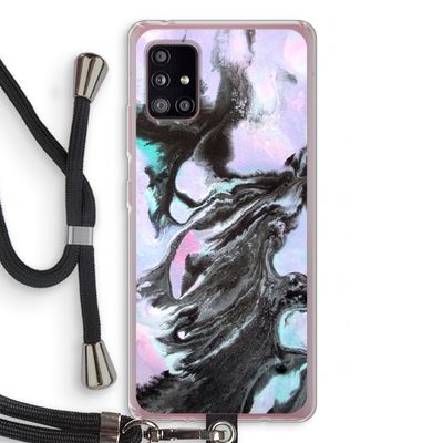 Pastel zwart: Samsung Galaxy A51 5G Transparant Hoesje met koord