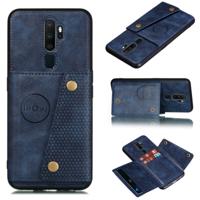 Voor OPPO A9 (2020) schokbestendige magnetische PU + TPU beschermhoes met kaartsleuven (blauw)
