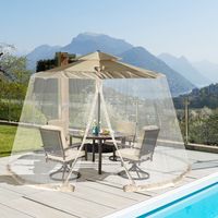 Parasol Muskietennet Klamboe Patio Parasol Horrengaas Scherm Met 2 Dubbel-Geritste Deuren Beige