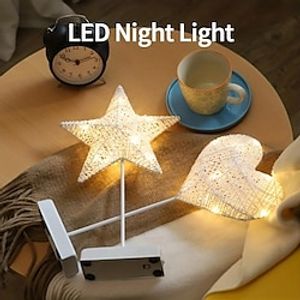 rotan tafellamp, liefdesster, kerstboom, maanlamp, handgeweven papieren touw, creatief nachtlampje, kamerdecoratie Lightinthebox