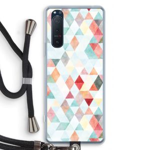 Gekleurde driehoekjes pastel: Sony Xperia 5 II Transparant Hoesje met koord