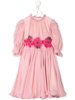 Dolce & Gabbana Kids robe plissée à fleurs brodées - Rose