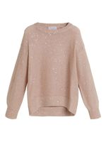 Brunello Cucinelli Kids pull en lin mélangé à sequins - Rose