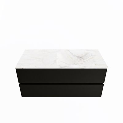 MONDIAZ VICA-DLUX 110cm badmeubel onderkast Urban 2 lades. Inbouw wastafel CLOUD rechts zonder kraangat, kleur Ostra.