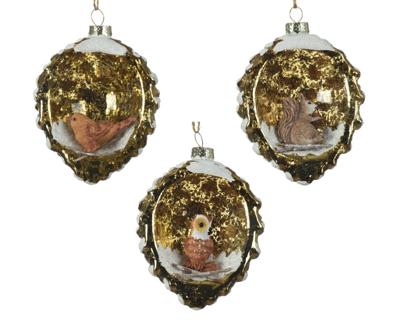 dennenappel glas d5h7 cm bruin kerst - Decoris