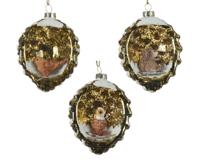 dennenappel glas d5h7 cm bruin kerst - Decoris