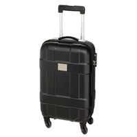 Cabine handbagage reis trolley koffer - met zwenkwielen - 55 x 35 x 20 cm - zwart - thumbnail