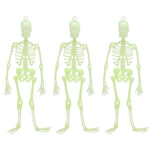 Halloween/horror thema hang decoraties - 3x stuks - skeletten - glow in the dark - 30 cm