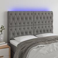 Hoofdbord LED 144x7x118/128 cm stof donkergrijs