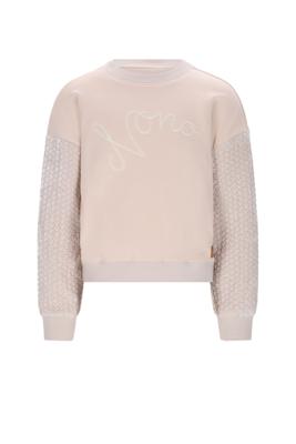 NoNo winter sweater meisjes - ivoor - Konono - vevet contrast mouwen