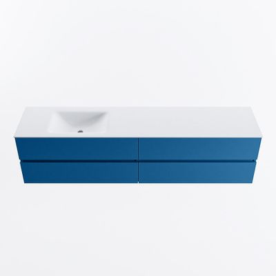 MONDIAZ VICA 200cm badmeubel onderkast Jeans 4 lades. Wastafel CLOUD links 1 kraangat, kleur Talc.