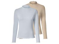 esmara Set van 2 dames longsleeves (beige/lichtblauw, L (44/46))
