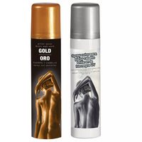 Guirca Haarspray/bodypaint spray - 2x kleuren - goud en zilver - 75 ml