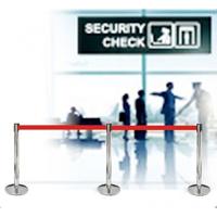 Toegangspaal chroom met rode riem