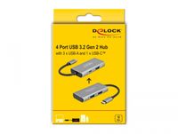 DeLOCK 63261 interface hub USB 3.2 Gen 2 (3.1 Gen 2) Type-C 10000 Mbit/s Zwart, Grijs - thumbnail