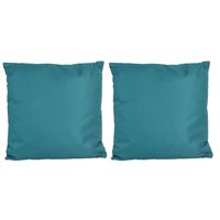 2x Bank/sier kussens voor binnen en buiten in de kleur petrol blauw 45 x 45 cm