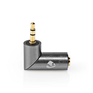 Stereo-Audioadapter | 3,5 mm Male | 3,5 mm Female | Verguld | Recht | Metaal | Goud / Gunmetal-Grijs