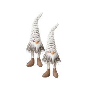 2x stuks pluche gnome/dwerg decoratie poppen/knuffels grijs 37 cm