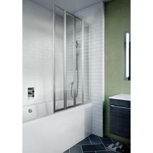 Crosswater Kai badwand 82x150.2cm 4 vouwwanden rechts 4mm helder veiligheidsglas aluminium zilver KLFBSSC0800R