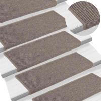 VidaXL Trapmatten 15 st 65x21x4 cm donkerbeige rechthoekige rand