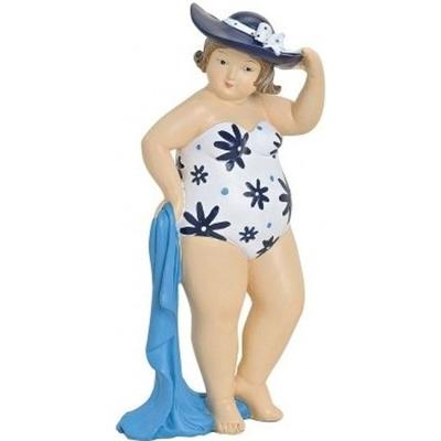 Beeldje - dikke dame met handdoek - polystone - 20 cm