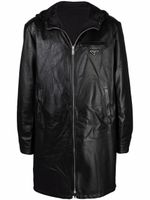 Prada manteau zippé en cuir - Noir