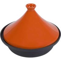 Gietijzeren tajine - Gezellig & Trendy - Geschikt voor alle kookplaten, inclusief inductie - Ø 30 cm - Oranje / Zwart