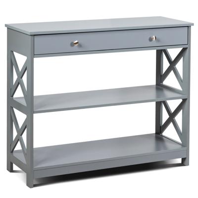 Console Tafel 3 Niveau Console Tafel met Lade Houten Haltafel 100 x 30 x 80 cm Grijs