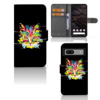 Google Pixel 7A Leuk Hoesje Cat Color