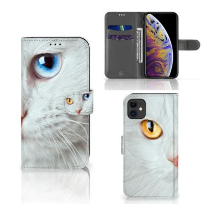 Apple iPhone 11 | Telefoonhoesje | Met pasjeshouder | Witte Kat