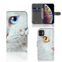 Apple iPhone 11 | Telefoonhoesje | Met pasjeshouder | Witte Kat