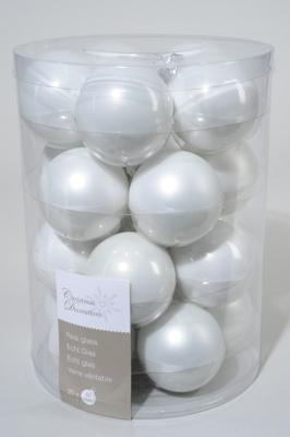 20 kerstballen winterwit emaille 60 mm - Ksd