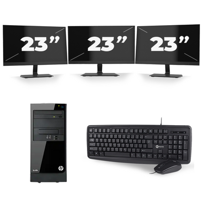 HP Elite 7300 Micro Tower - Intel Core i3-2e Generatie - 8GB RAM - 120GB SSD - Windows 10 + 3x 23 inch Monitor
