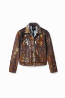 Metallic denim truckerjack - BROWN - XS