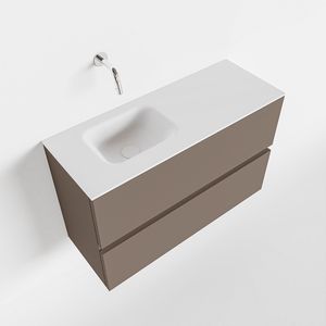 Toiletmeubel Mondiaz Ada | 80 cm | Meubelkleur Smoke | Lex wastafel Talc Links | Zonder kraangat