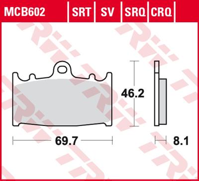 TRW Remblokken, en remschoenen voor de moto, MCB602SRT Sinter road track