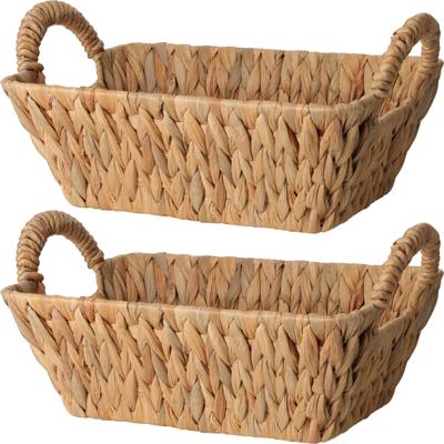 Broodmand - 2x - gevlochten riet - naturel - 30 x 20 x 11 cm