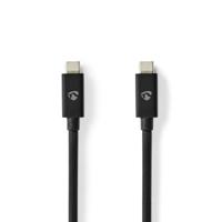 Nedis USB-Kabel | USB 4.0 Gen 2x2 | USB-C™ Male | USB-C™ Male | 240 W | 8K@60Hz | 20 Gbps | Vernikkeld | 2.00 m | Rond | PVC | Zwart | Label - Nedis USB-Kabel | USB 4.0 Gen 2x2 | USB-C™ Male | USB-C™ Male | 240 W | 8K@60Hz | 20 Gbps | Vernikkeld | 2.00 m | Rond | PVC | Zwart | Label -
