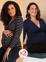 Set met 2 eco-verantwoorde zwangerschapstops Fiona Ls ENVIE DE FRAISE marineblauw